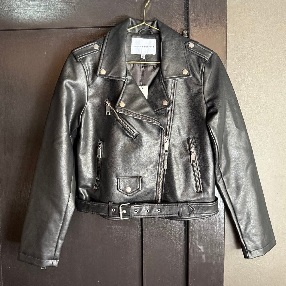 Rebecca Minkoff “Jett Moto” Black Faux Leather Jacket NWT Size M